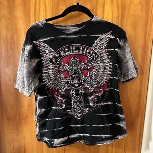 Affliction Black and White Tie Dye Graphic Tee